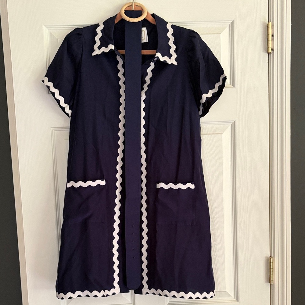 Sail to Sable Navy Dress with White Accents